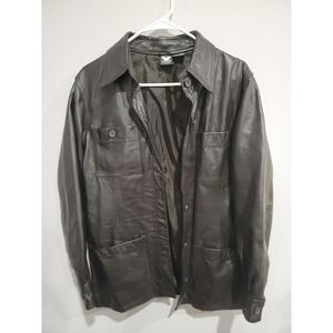 Virginia Slim V Wear Womens Leather Jacket Blazer Size M Black Vintage